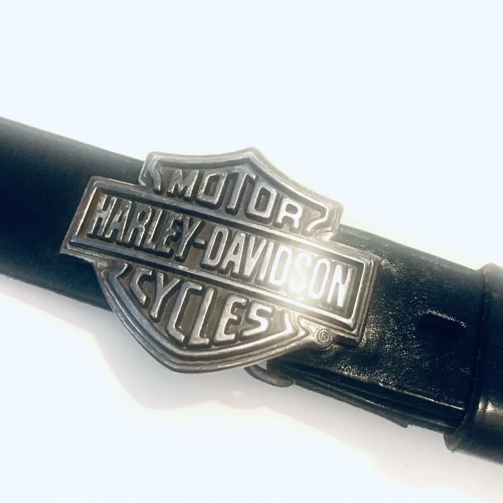 HARLEY-DAVIDSON Women's Bar & Shield Buckle Black Leather Belt